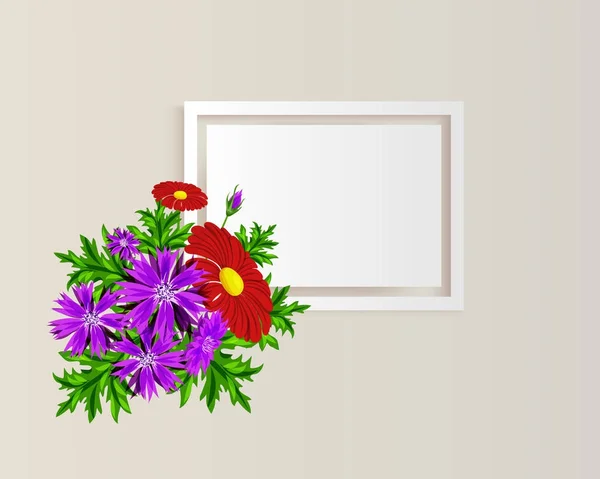 Cadre vectoriel avec fleurs — Image vectorielle