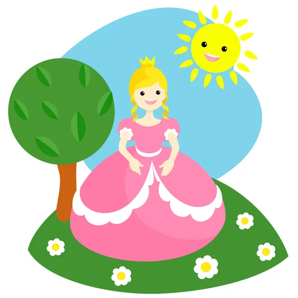 A little princess in a pink dress — Stock Vector