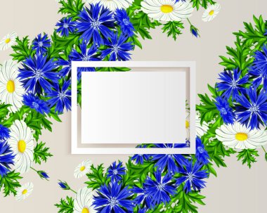 vektör, çiçekli çerçeve