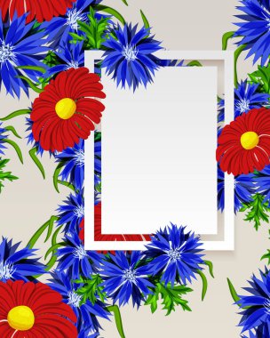 vektör, çiçekli çerçeve