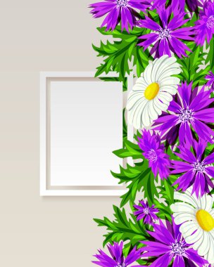 vektör, çiçekli çerçeve 