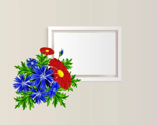 Moldura vetorial com flores — Vetor de Stock