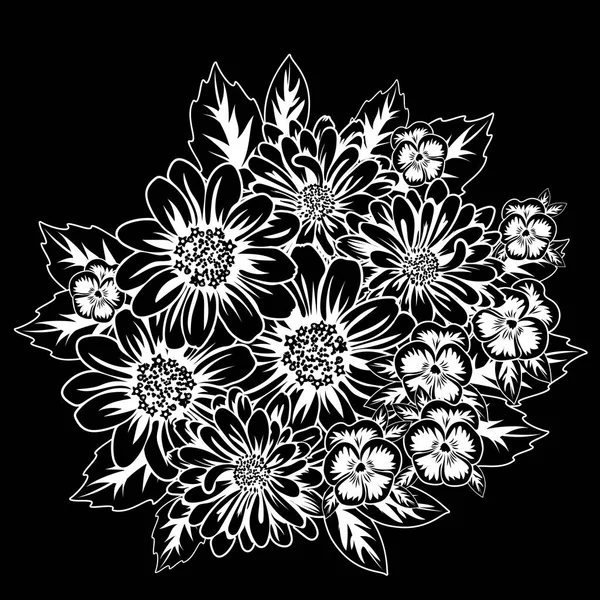 Bouquet de fleurs monochrome — Image vectorielle