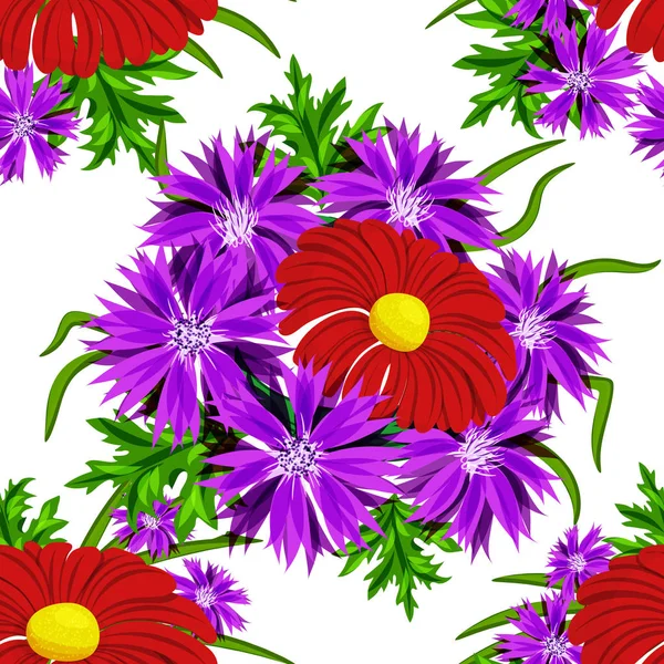 Vector patrón de flores sin costura — Vector de stock