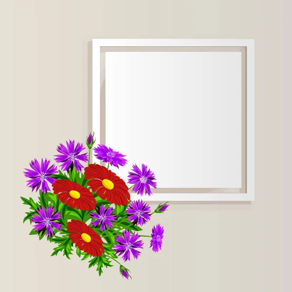 Moldura vetorial com flores — Vetor de Stock