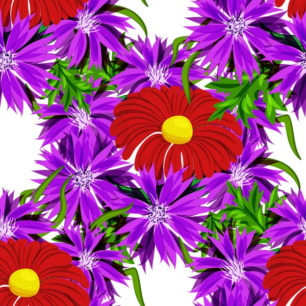 Vector patrón de flores sin costura — Vector de stock