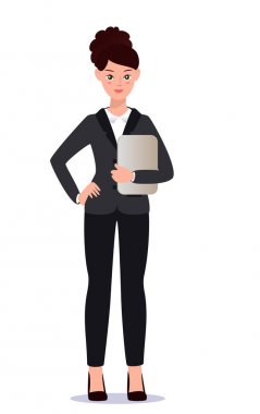 İş kadını kıyafetli ayarlayın. Duygular. Pozlar.