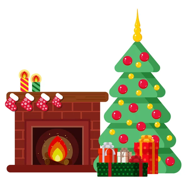 Navidad ambientada en estilo de dibujos animados . — Vector de stock