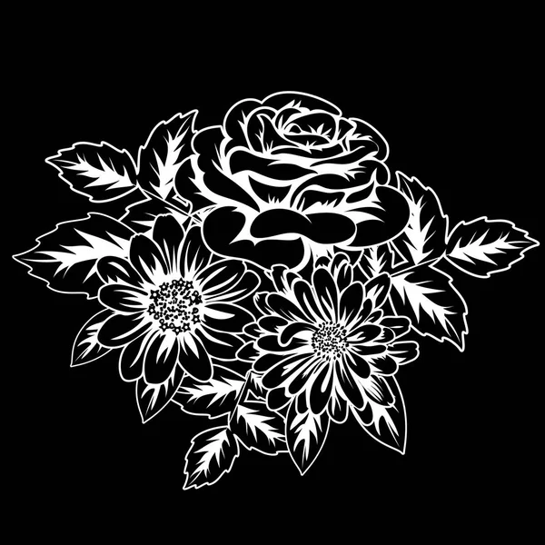 Ramo de flores monocromo — Archivo Imágenes Vectoriales