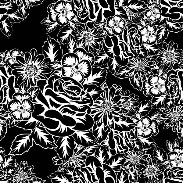 Modèle monochrome sans couture — Image vectorielle