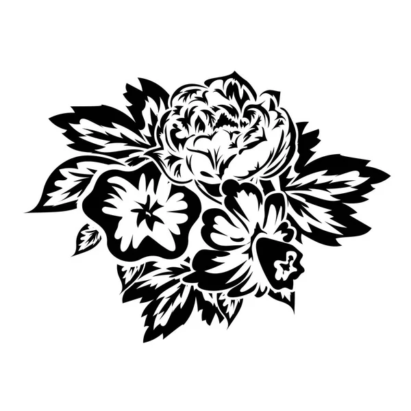Ramo de flores monocromo — Vector de stock
