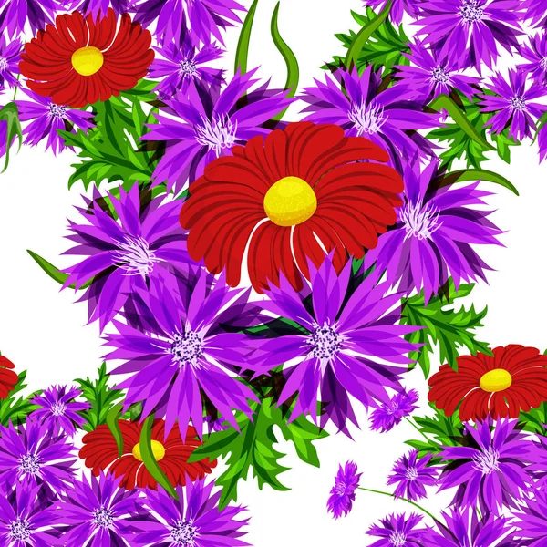 Vector patrón de flores sin costura — Vector de stock