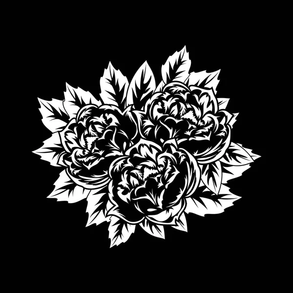 Ramo de flores monocromo — Archivo Imágenes Vectoriales