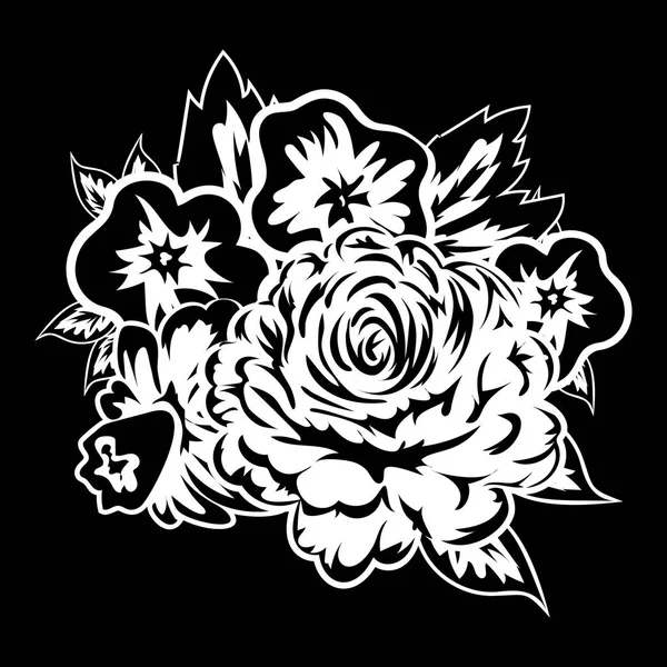 Ramo de flores monocromo — Archivo Imágenes Vectoriales