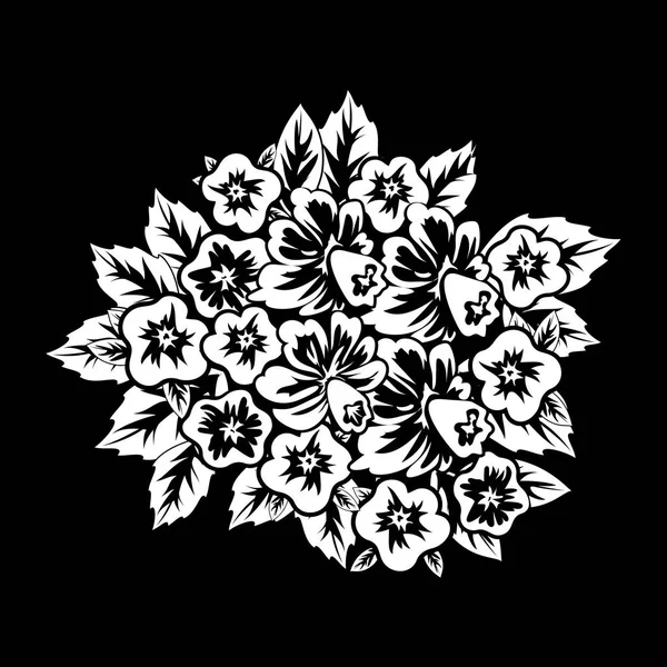 꽃 흑백의 꽃다발 — 스톡 벡터