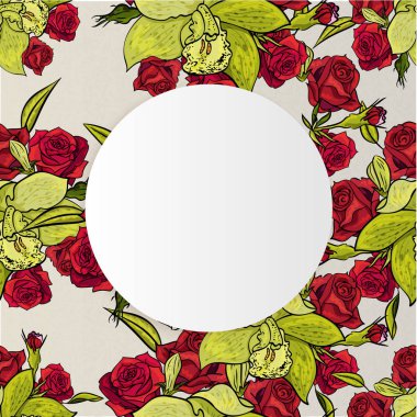 vektör çerçeve çiçek kartpostal için