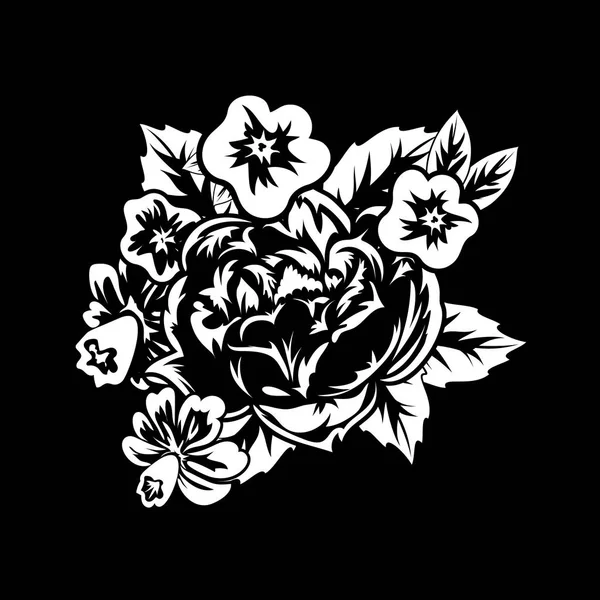 Ramo de flores monocromo — Vector de stock