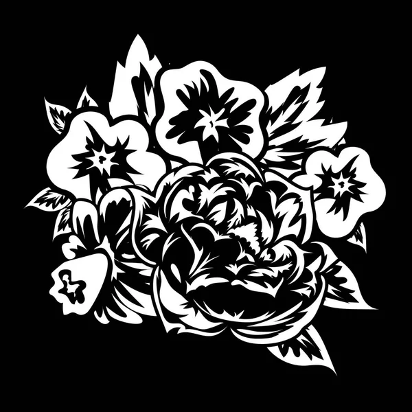 Ramo de flores monocromo — Archivo Imágenes Vectoriales