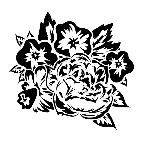 Ramo de flores monocromo — Vector de stock