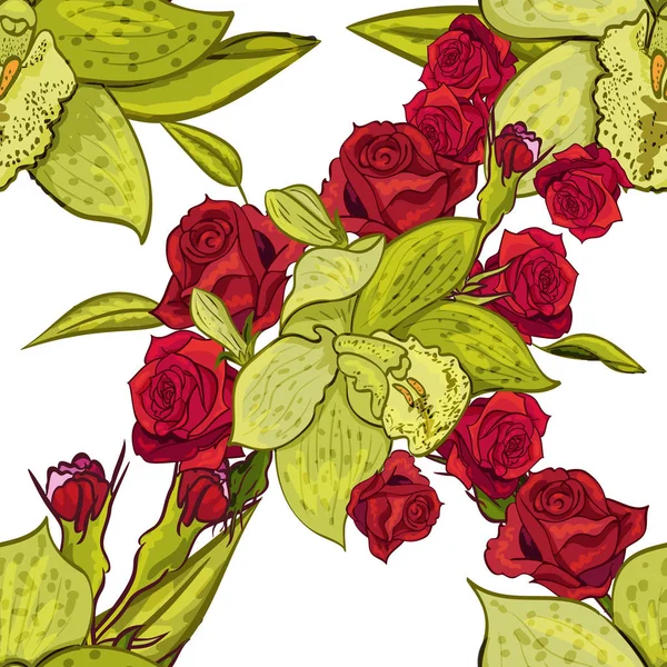 シームレスな花パターン ベクトル — ストックベクタ