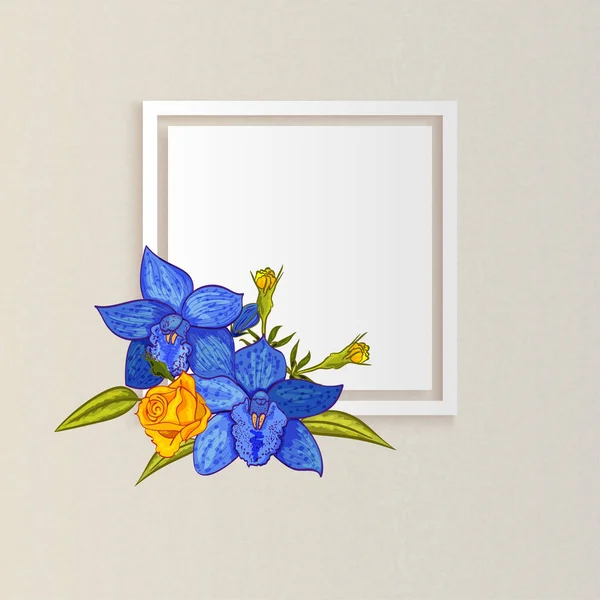花のベクトルのフレーム — ストックベクタ
