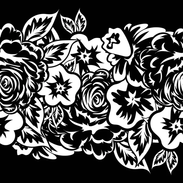 Boeket van bloemen monochroom — Stockvector