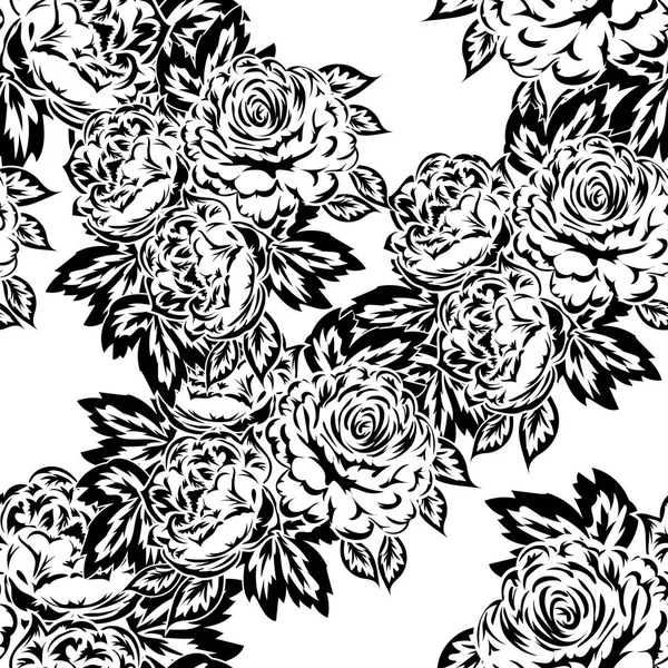 꽃의 완벽 한 흑백 패턴 — 스톡 벡터