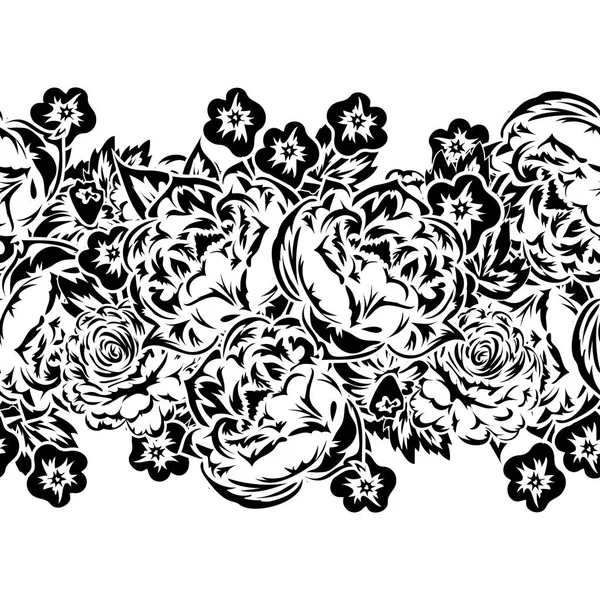 Απρόσκοπτη μονόχρωμη μοτίβο των λουλουδιών — Διανυσματικό Αρχείο