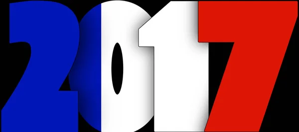 Номера 2017 на черном фоне с флагом Франции — стоковое фото