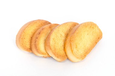 Beyaz arka plan üzerinde kuru ekmek