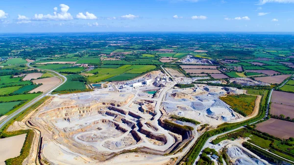 Aerial photography of a stone quarry near Rouans village, France — Stock Photo, Image