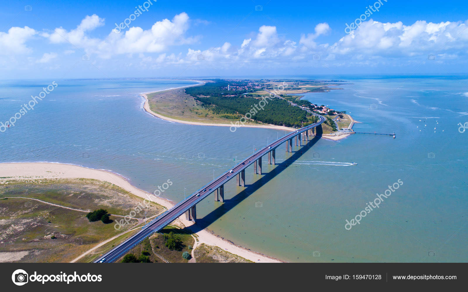 Luftaufnahme auf der Brücke der Insel Noirmoutier, Frankreich