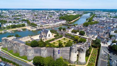 Aerial view on Angers city castle clipart