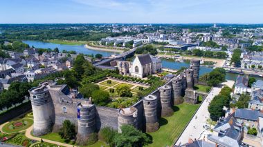 Aerial view on Angers city castle clipart