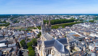 Aerial view on Saint Maurice Cathedral, in Angers clipart