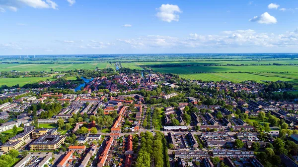 Foto aérea del pueblo de Oudewater — Foto de Stock