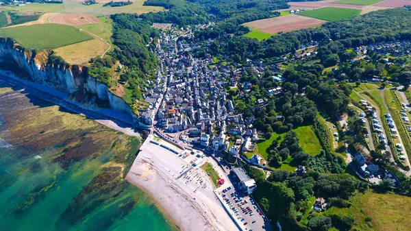 Légifotó a Yport village-ben Normandia — Stock Fotó