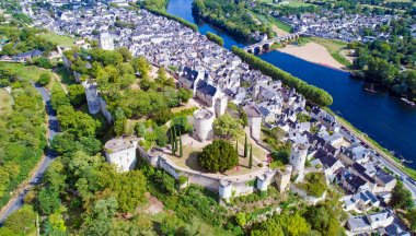 Aerial photo of Chinon city castle clipart