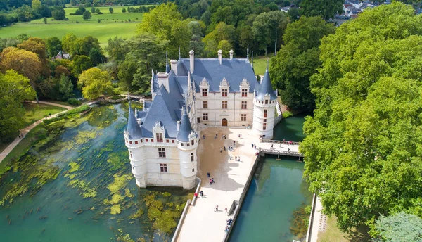 Letecký snímek zámku Azay Le Rideau — Stock fotografie