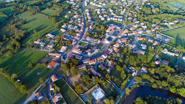 Aerial view of Cheix en Retz at sunset — Stock Photo, Image