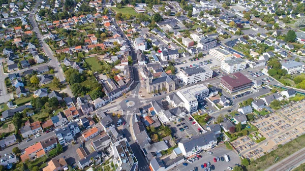 Aerial photo of Thouare sur Loire city center — Stock Photo, Image