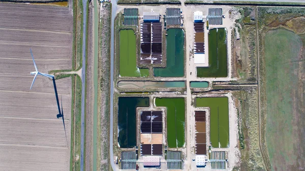 Fotografía aérea de granjas de ostras en Bouin, Francia —  Fotos de Stock