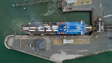 Calais Port, Fransa bir feribot havadan görünümü