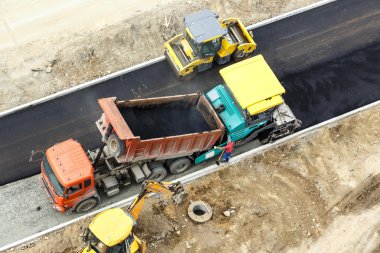 Workers constructing road clipart