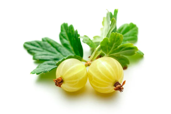 Fresh gooseberry with leaves — Stock Photo, Image