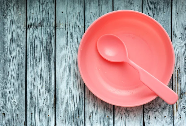 Piatto, cucchiaio e forchetta — Foto Stock