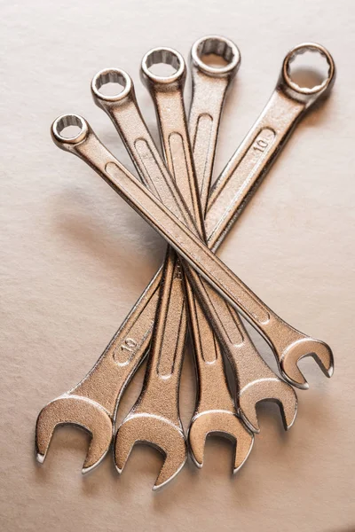 Set of new metallic spanners — Stock Photo, Image