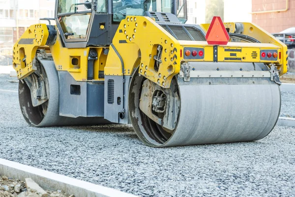 Road roller at road — Stock Photo, Image