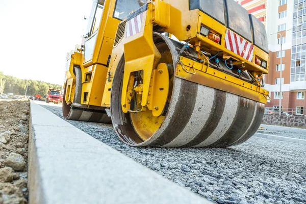 Road roller op weg — Stockfoto