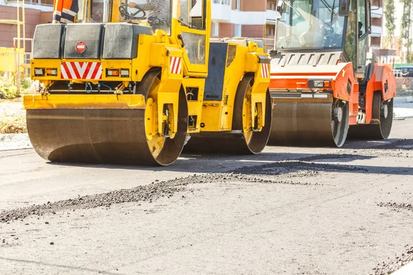 Road roller op weg — Stockfoto